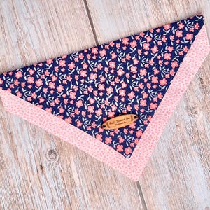 Floral Dog Bandana: Navy Over-the-Collar Cotton Scarf