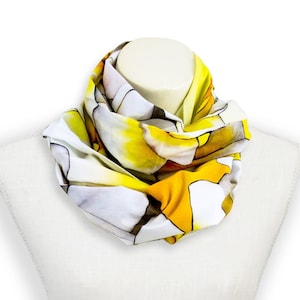 White and yellow flower shawl, Bright yellow summer scarf, Turban cotton head scarf floral lightweight scarf, Yellow beach sarong pool wrap image 1