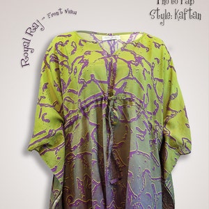 Green to purple ombre fabric beach cover up, cotton kaftan robe plus size clothes, womens plus size clothing, maternity top loose tunic
