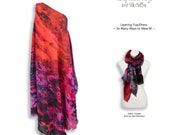 Abstract blood red and purple tie dye layering dress, dark red wedding plus size maxi dress, cruise wear tall women clothing sheer dress