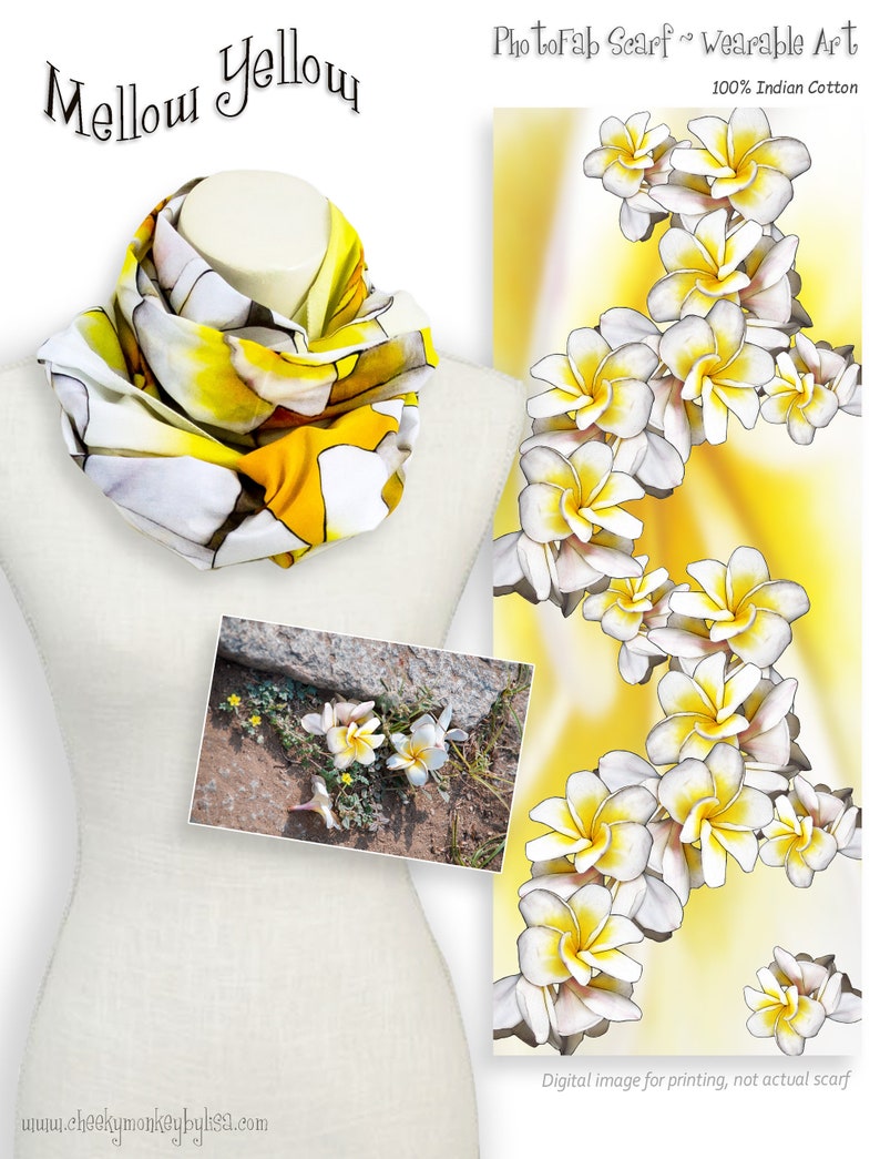 White and yellow flower shawl, Bright yellow summer scarf, Turban cotton head scarf floral lightweight scarf, Yellow beach sarong pool wrap image 2