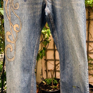 Doodled Denim - Art Nouveau Images Drawn on Jeans