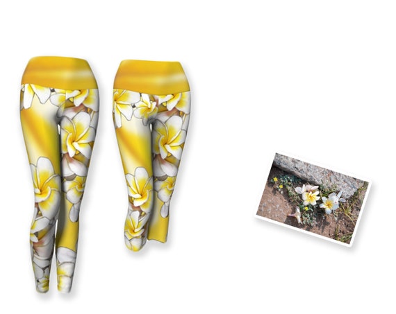 product of Canada eco-poly spandex fabric easy care fabric vibrant floral pink long leggings Asymmetrical print full length leggings