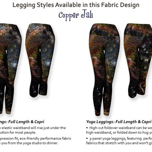 Graphic design asymmetrical leggings Earthtone steampunk leggings Brown gray and copper workout leggings Dark patterned capri leggings image 6