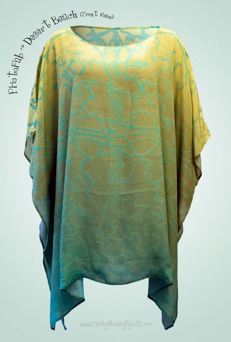 Yellow, green, aqua ombre dress, yellow kimono beach coverup, tourquoise ombre bridesmaid dress, plus size womens clothing ombre shirt tunic image 2