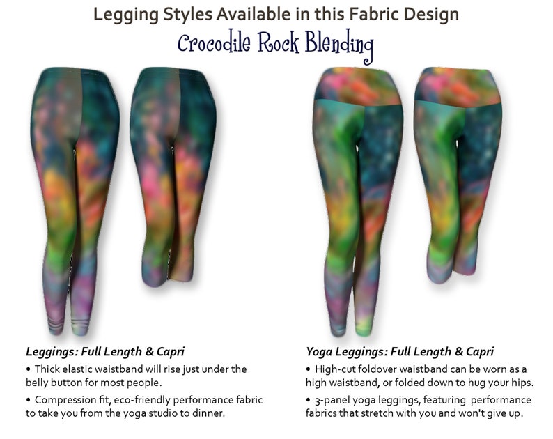 Colorful wide band yoga leggings, rainbow tall women leggings, extra wide waistband yoga full length and capri leggings, fashion leggings image 6