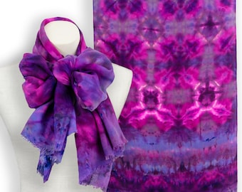 Magenta pink wool silk shibori scarf, fuschia Valentine day gift, best Christmas gift, unique gift for men & for women fushia burgundy scarf