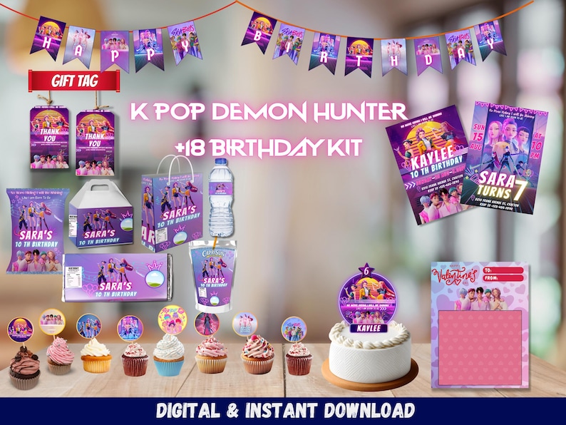 Property Label Sample X18 Editable KPOP Demon Hunters Labels| Anime Birthday Bundle| Kpop ...