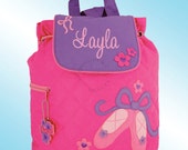 Quilted Backpack - Personalized and Embroidered - BALLET SHOES