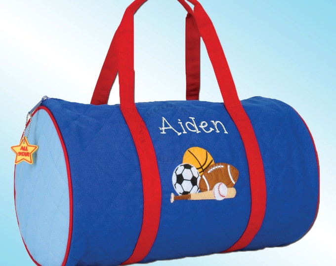 Quilted Duffle Bag Personalized and Embroidered SPORTS Etsy