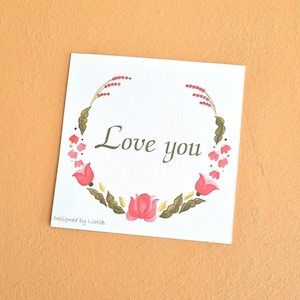 Biglietto d'auguri stampabile Ti amo con decorazioni colorate di fiori ungheresi, ottimo regalo per la persona amata per San Valentino o anniversario