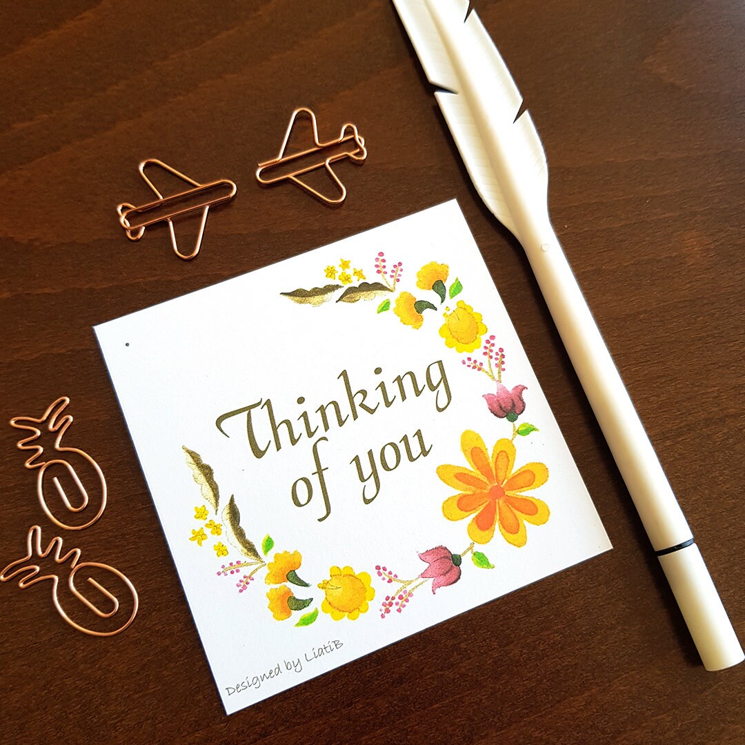 Printable Thinking of you greeting card with colorful - Etsy España