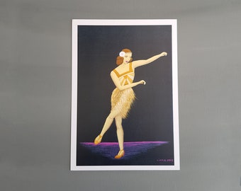 A4 Illustration poster of dancing girl in 20's fashion illustration print for dance lovers gift for teen girl new home decor for party lover