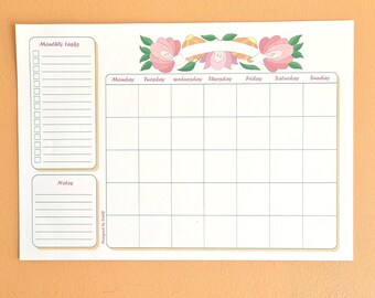 Printable monthly plan tablet for your office desk great to make an order in your schedule with monthly planner to do list and notes box