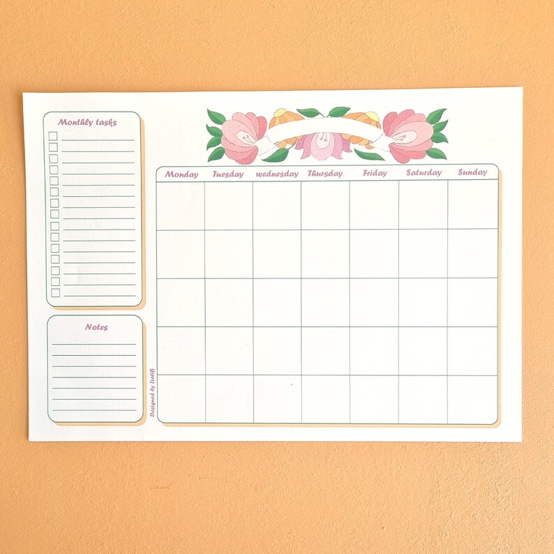 Printable monthly plan tablet for your office desk great to make an order in your schedule with monthly planner to do list and notes box image 1