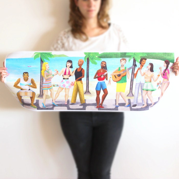 Bossa Nova Print Illustration of Dancing Party on a Brazilian - Etsy
