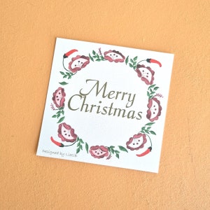 Druckbare Frohe Weihnachten Grußkarte mit bunten ungarischen Blumen Dekor tolles Geschenk für Ihre Lieben, um ihnen frohe Feiertage zu wünschen