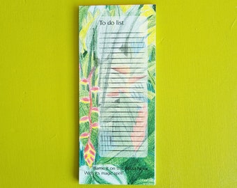 Bossa Nova Illustrated To Do List magnetic note pad of an Amazon forest , great as a nature lovers graduation gift to hang on the fridge