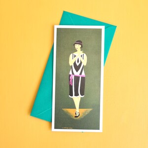 20er Jahre Mode Illustrierte Grußkarte toll für Modeliebhaber Geschenk zum Geburtstag Wanddeko Jazz Age Musik Illustration Geschenk für Stylisten
