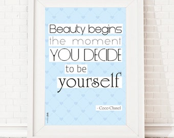 Citation de Coco Chanel sous forme d'affiche imprimable pour téléchargement instantané Impression d'art de motivation comme décoration murale inspirante comme cadeau de graduation pour les dortoirs