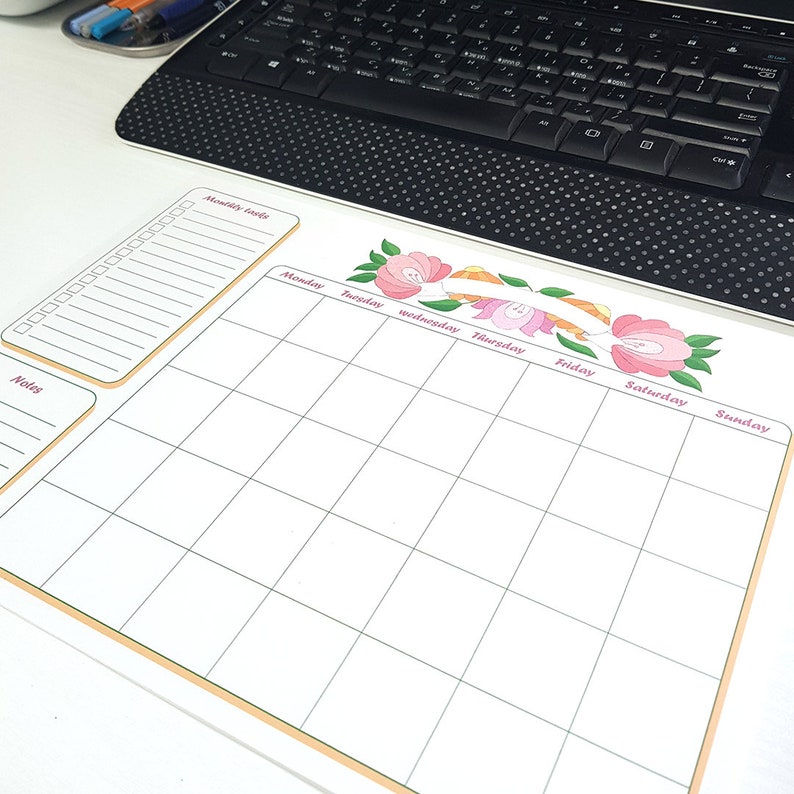 Printable monthly plan tablet for your office desk great to make an order in your schedule with monthly planner to do list and notes box image 6