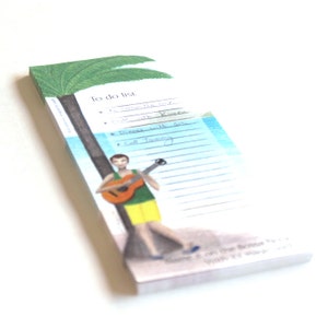 Illustrated To Do List magnet note pad of a Bossa Nova guitar player great as a music lovers gift for teachers to hang on the fridge notepad image 8