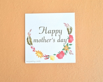 Printable Happy Mother's day card with colorful Hungarian flowers décor great gift for your mother and grand mother to say you love them