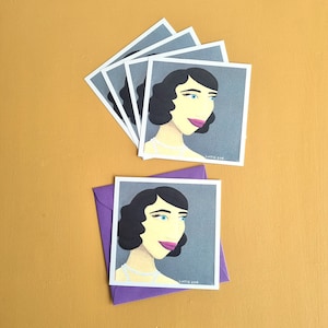 Conjunto de 5 tarjetas y 5 sobres de tarjetas de felicitación con ilustración de retrato de niña estilo años 20 para amantes de la moda Regalo de ilustración de niña de la edad del jazz