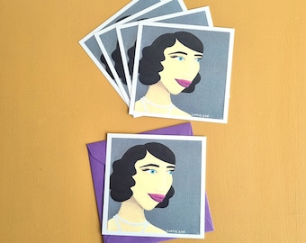 Set of 5 cards and 5 envelopes of 20's style girl portrait illustration greeting cards for fashion lovers Jazz age girl illustration gift