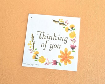 Printable Thinking of you greeting card with colorful Hungarian flowers décor great gift for a great person or your loved ones that you miss