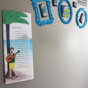 Illustrated To Do List magnet note pad of a Bossa Nova guitar player great as a music lovers gift for teachers to hang on the fridge notepad image 5