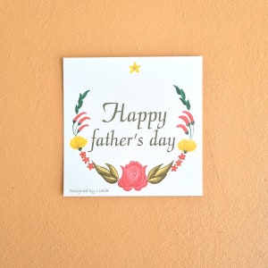 Printable Happy Father&#39;s day card with colorful Hungarian flowers décor great gift for your father to celebrate with him father&#39;s day