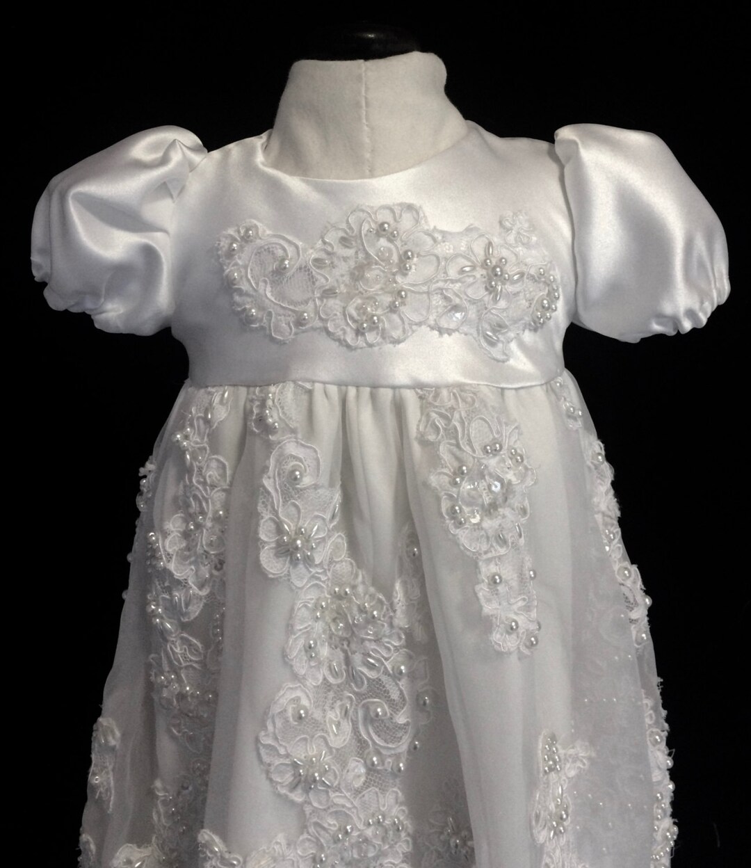 Ornate Christening Baby Girl Gown With Pearls Lace Sequins - Etsy