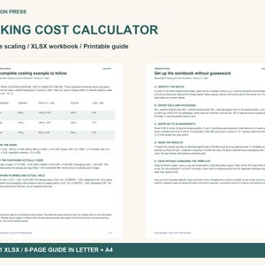 Baking Cost Calculator and Recipe Scaling Spreadsheet, Ingredients and Packaging