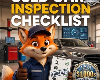 Used Car Inspection Checklist, Printable Vehicle Buying Assessment Form, Auto Mechanic Checklist Sheet, Instant PDF Download