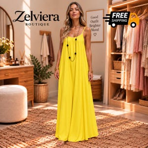 Women's Summer Sleeveless Dress, Loose Fit, Elastic Waist, Hollow Out Detail (Polyester)