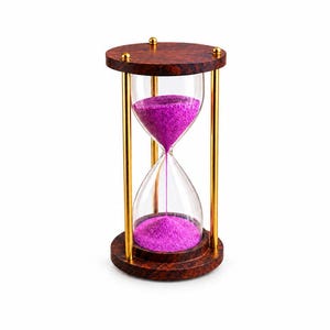 5-Minuten-Sanduhr aus Holz, rosa Sanduhr mit Messingstäben, rustikale Schreibtischdekoration, Büroschmuck, durchdachtes Geschenk für jeden Raum