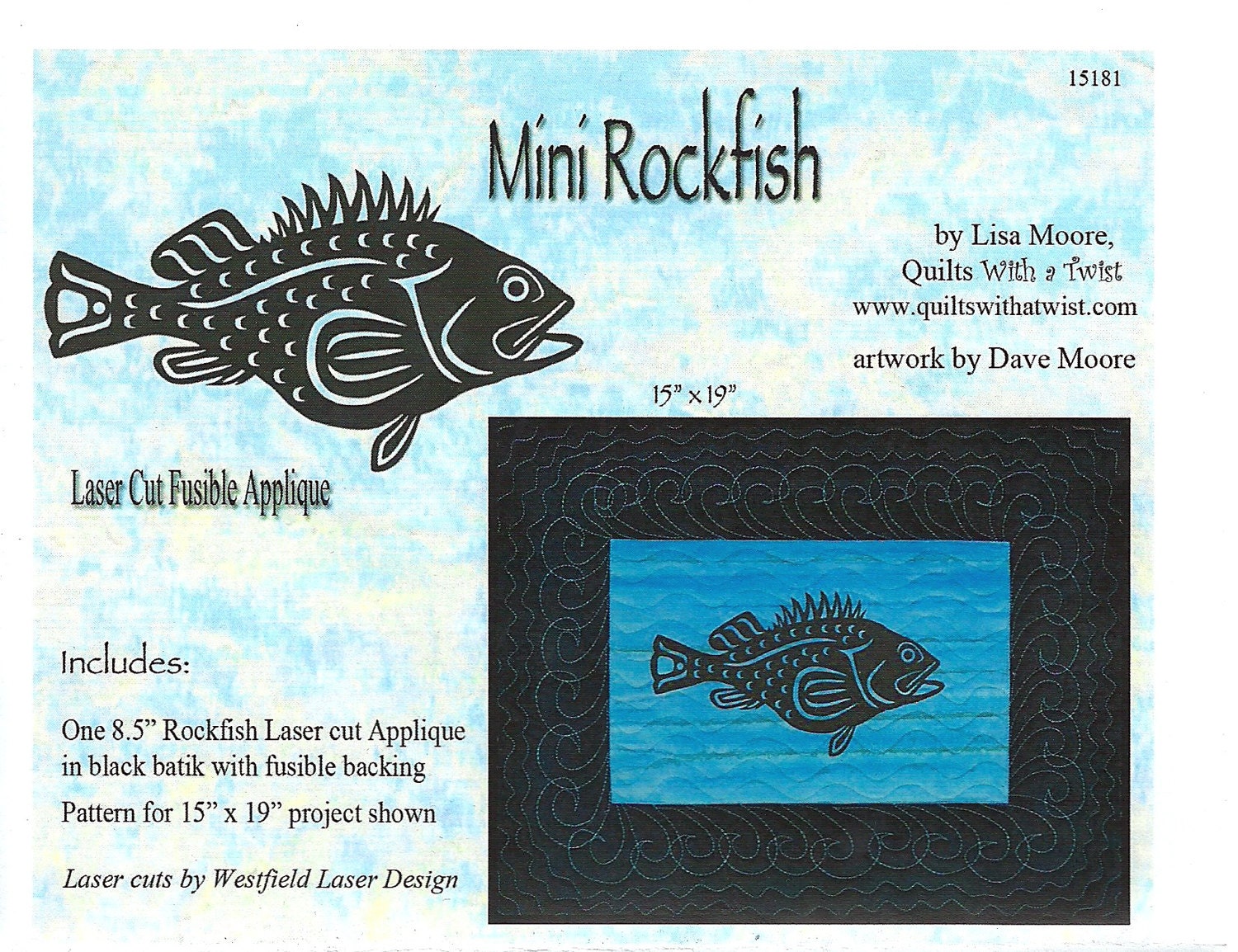 Mini Rockfish Laser Cut Fusible Appliqué DIY Quilting Appliqué Only, …
