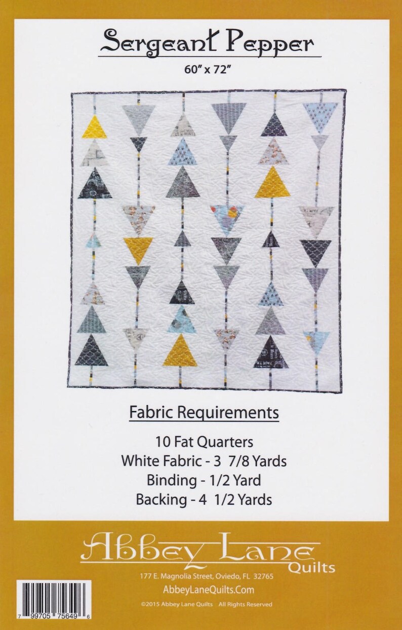 Sergeant Pepper Quilt Pattern Abbey Lane Quilts DIY Quilt Etsy
