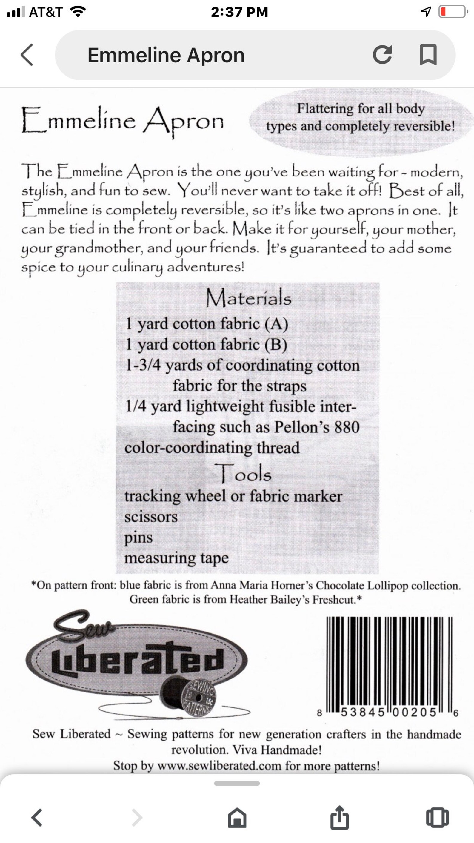 Women's Reversable Apron Pattern Emmeline Sew Liberated Etsy