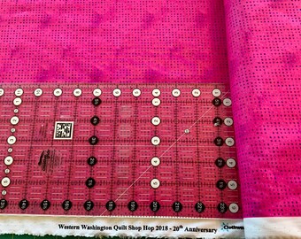 Fuchsia Pink with Purple Dots, Cotton Fabric, Clothworks Fabric, Exclusive 2018 Western Washington Shop hop Fabric 1 yard