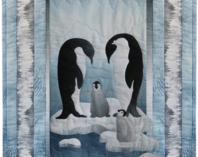 Arctic Circle Block 2 of 5, Penguins, Appliqué Quilt Block Pattern ...