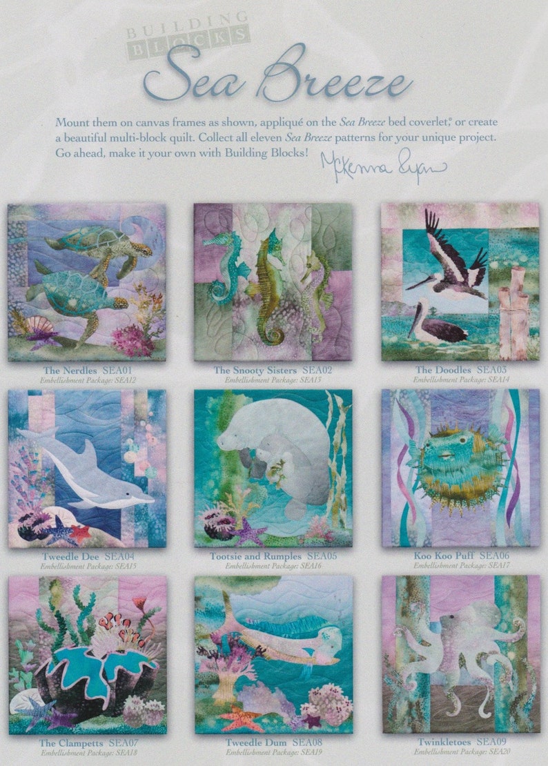 Sea Breeze Quilt Block Series Dolphin /& Starfish Block 4 Tweedle Dee McKenna Ryan