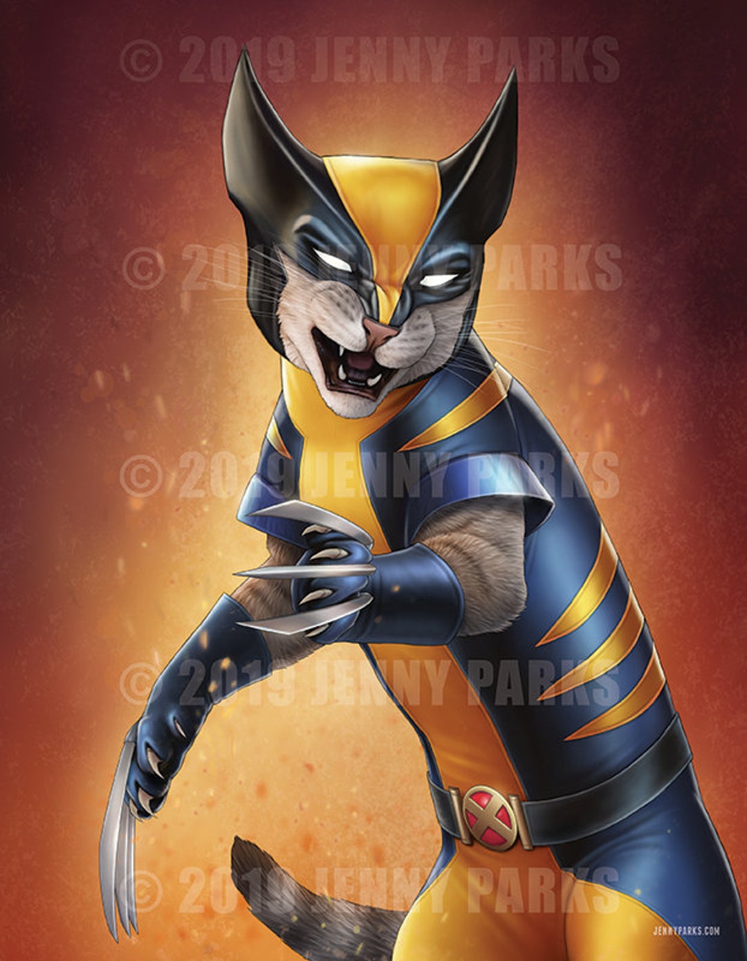 Wolverine Cat 8.5x11 Print Etsy