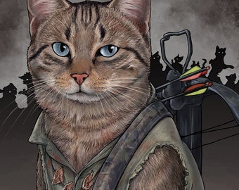 Daryl Dixon cat 4x6 postcard print