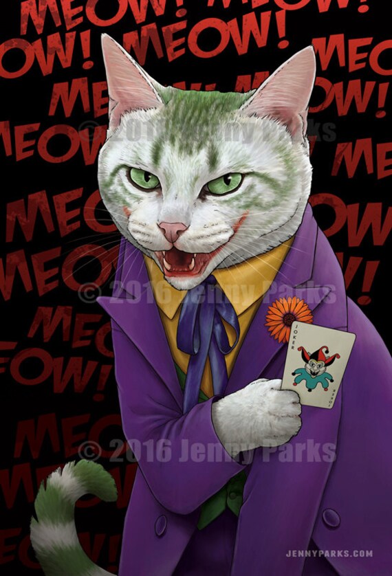 Joker Cat Postcard Etsy