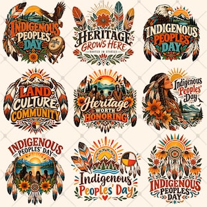 PNG-paket för ursprungsbefolkningarnas dag | Clipart för kulturarv | Sublimering av infödd stolthet | Tribal blommönster