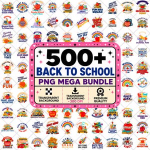 Back To School PNG Bundle | Pre-K Classroom Essentials | Retro Teacher Graphics | Apple Pencil Artwork
