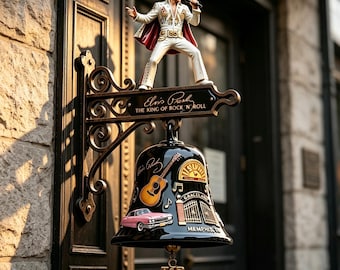 Elvis Presley Wandglocke, Türklingel „The King of Rock and Roll“, Skulptur einer Künstlerfigur als Wanddekoration, Musikliebhaber-Accessoire für Bar oder Männerhöhle