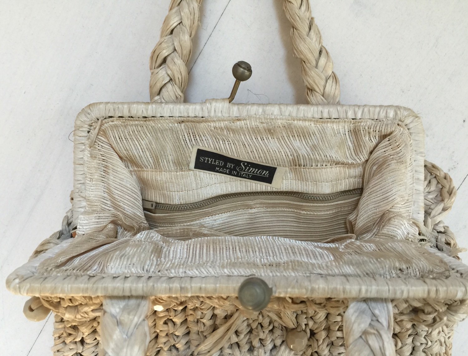 1940s Italian Raffia Handbag Vintage Crocheted Purse Etsy